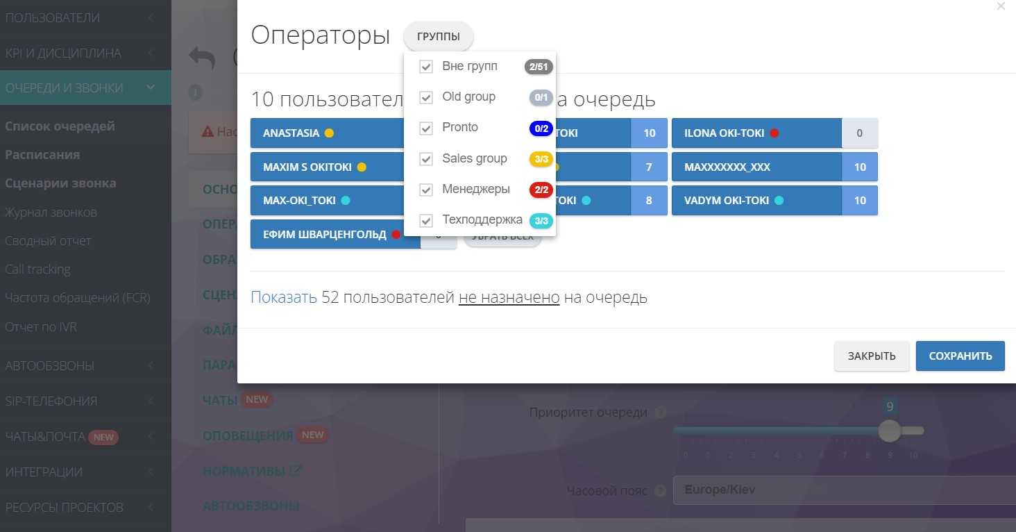 Визуальное различие групп операторов
