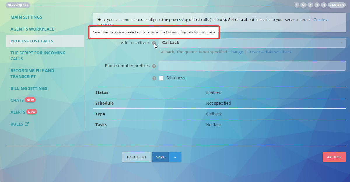 Callback in Queue Settings