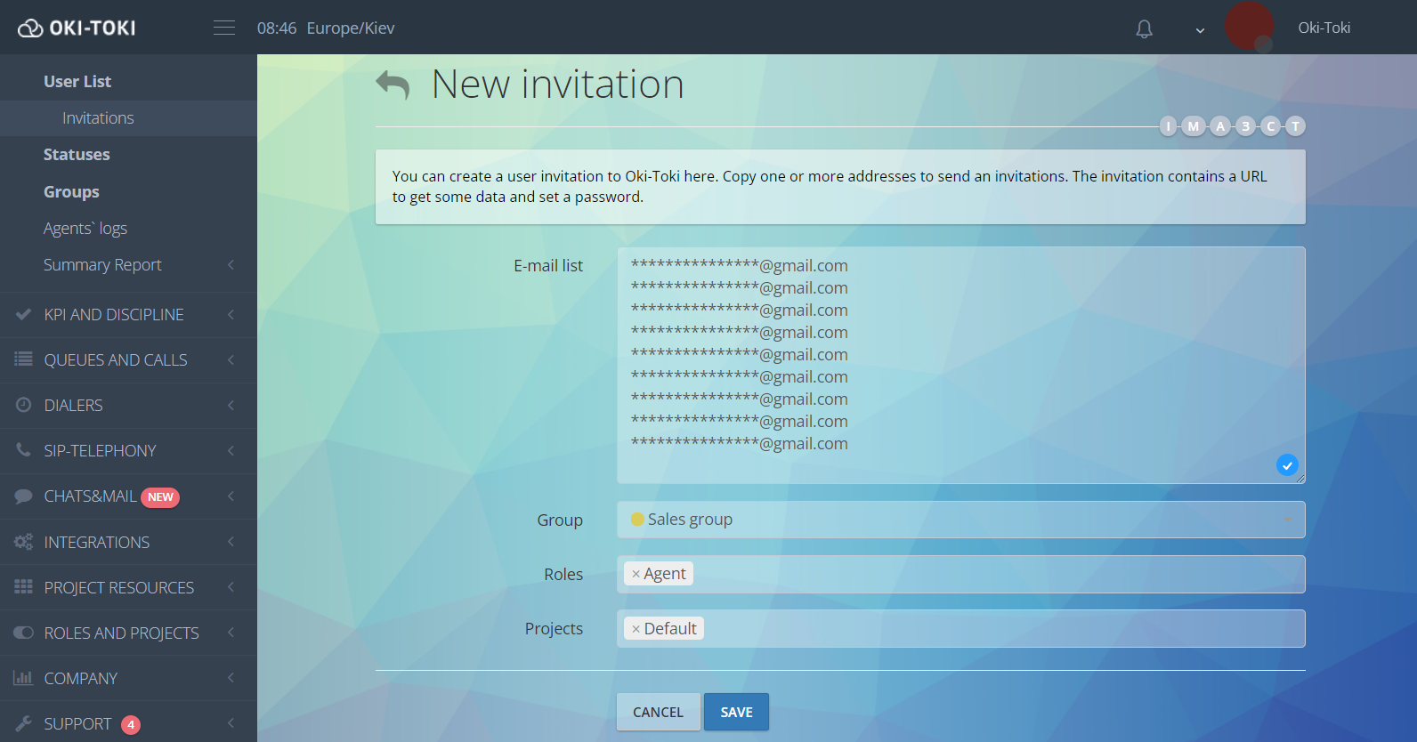 Sending invitations