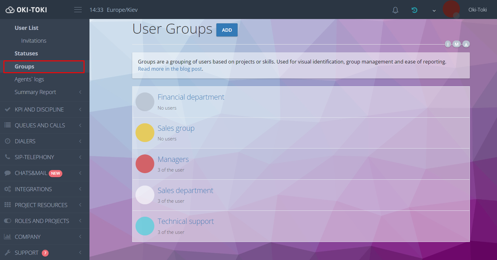 User groups in Oki-Toki
