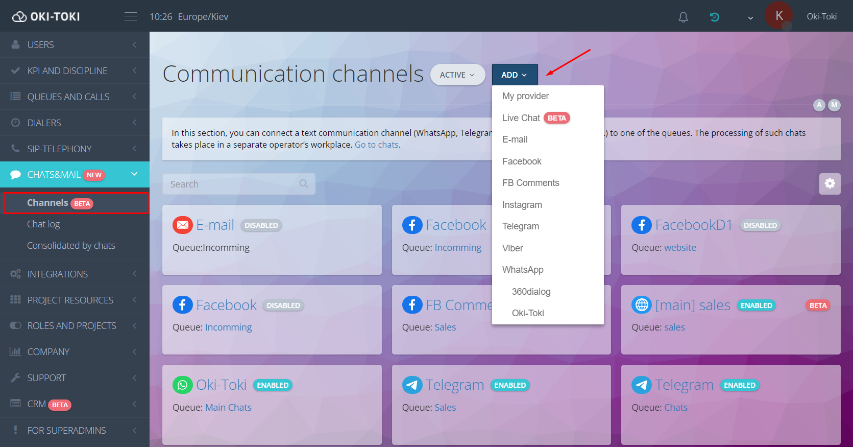 Communication channels in Oki-Toki