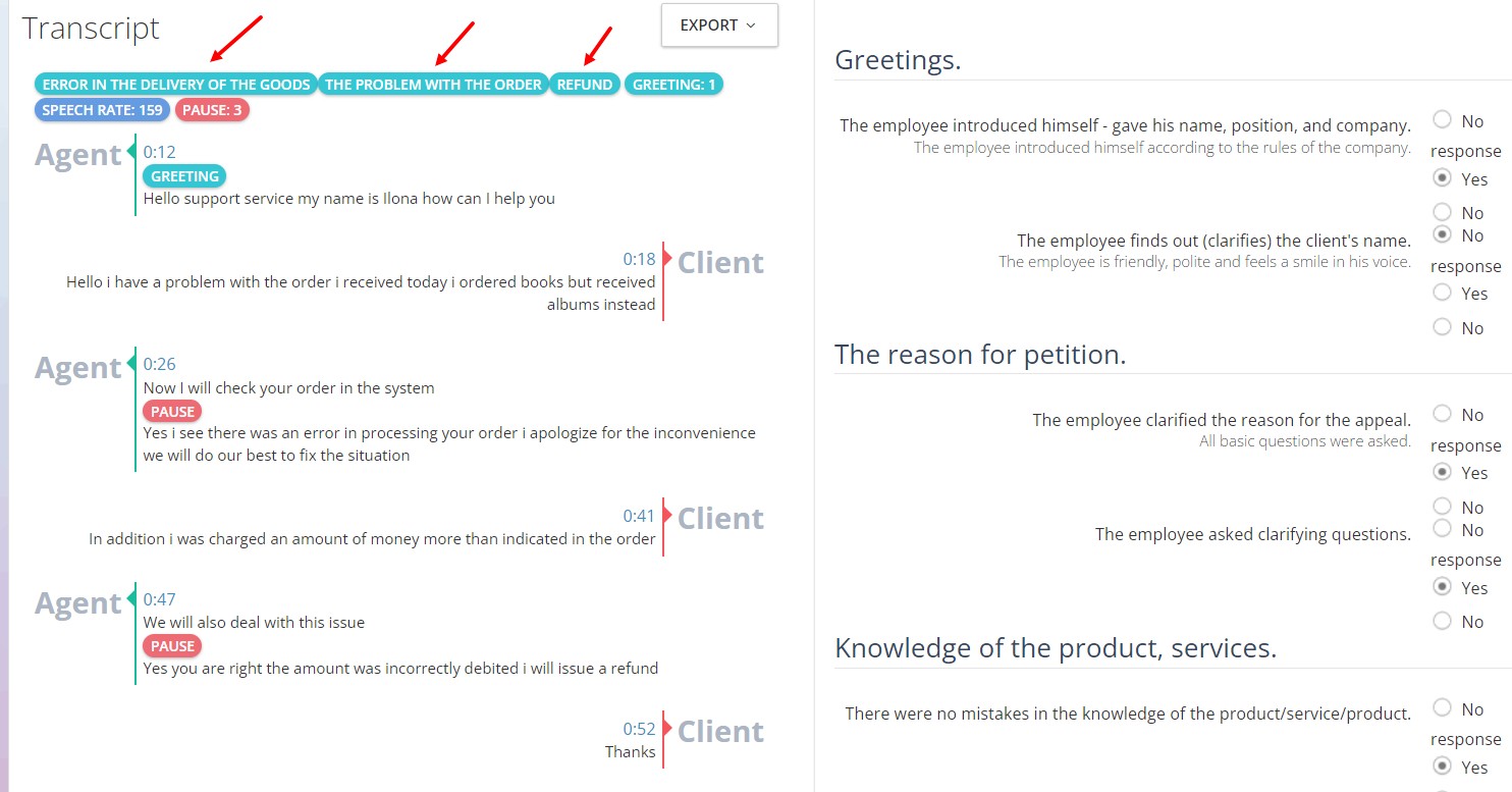 Call hashtags and speech analytics