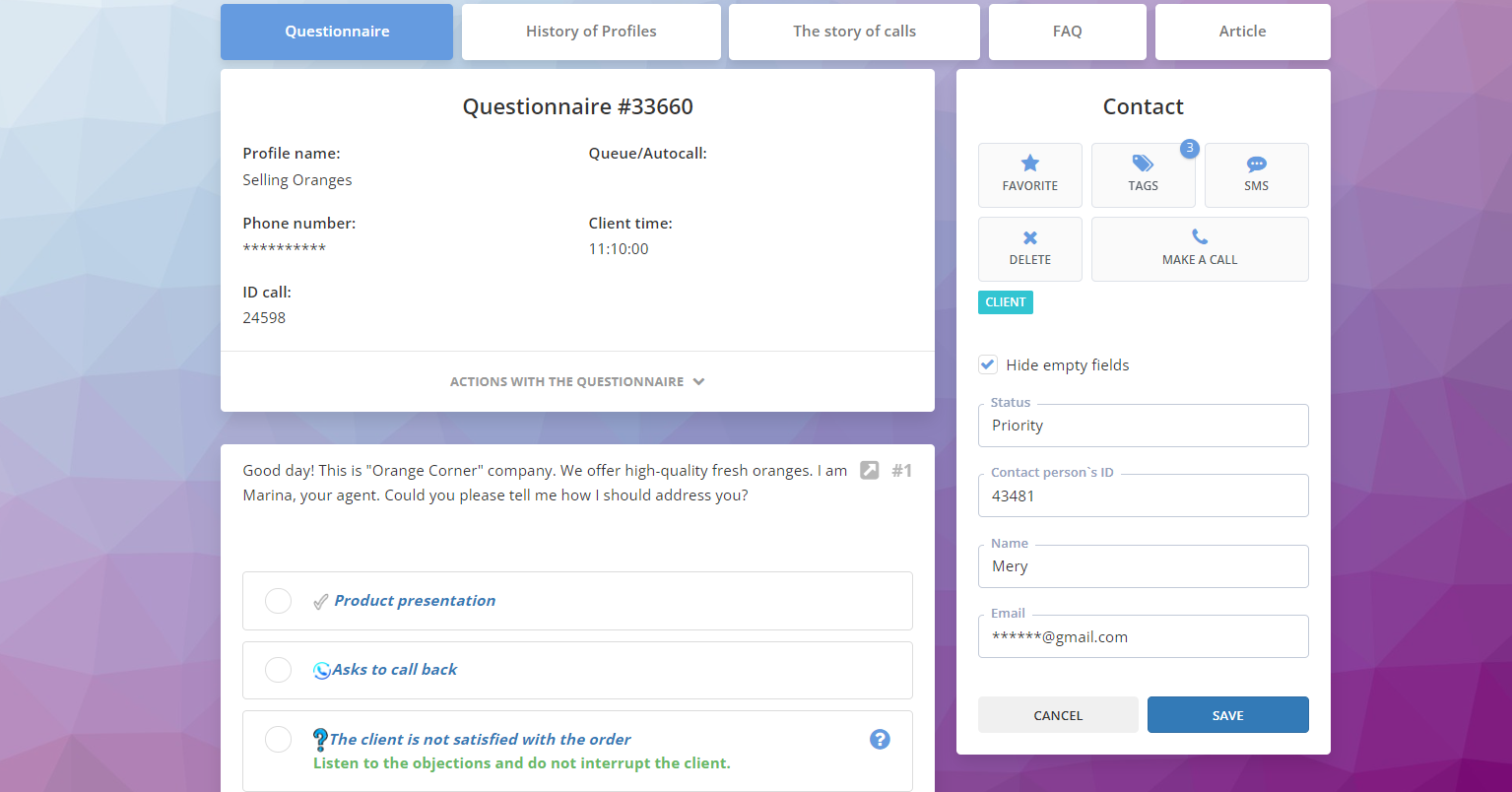 CRM profile