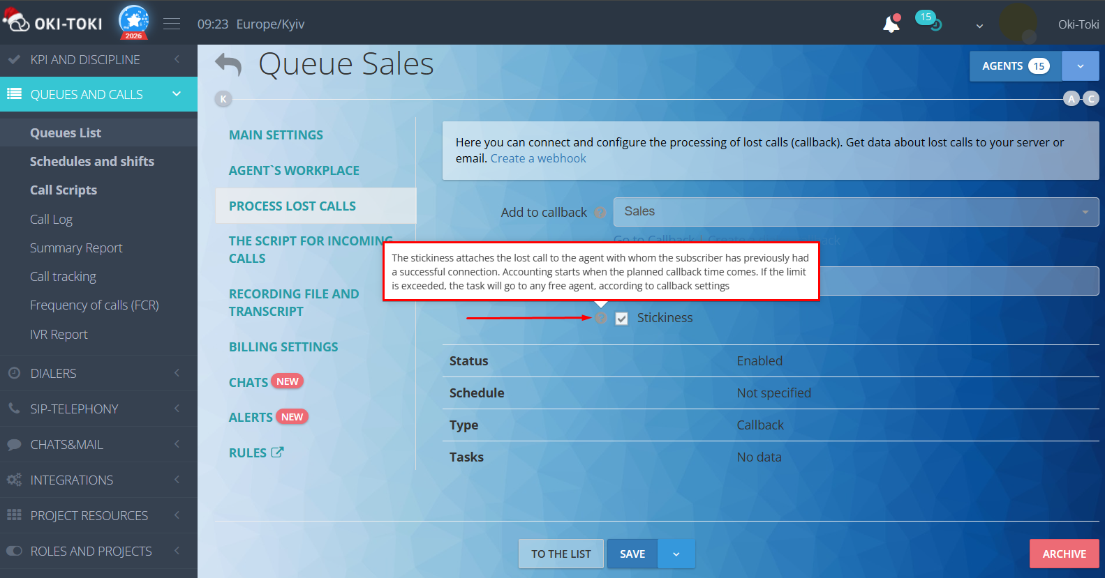 Stickiness in queue